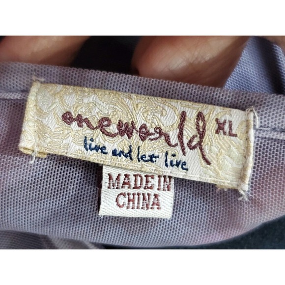 One World Women's Gray Polyester Sweetheart Neck Sleeveless Casual Top Blouse XL - Picture 10 of 13